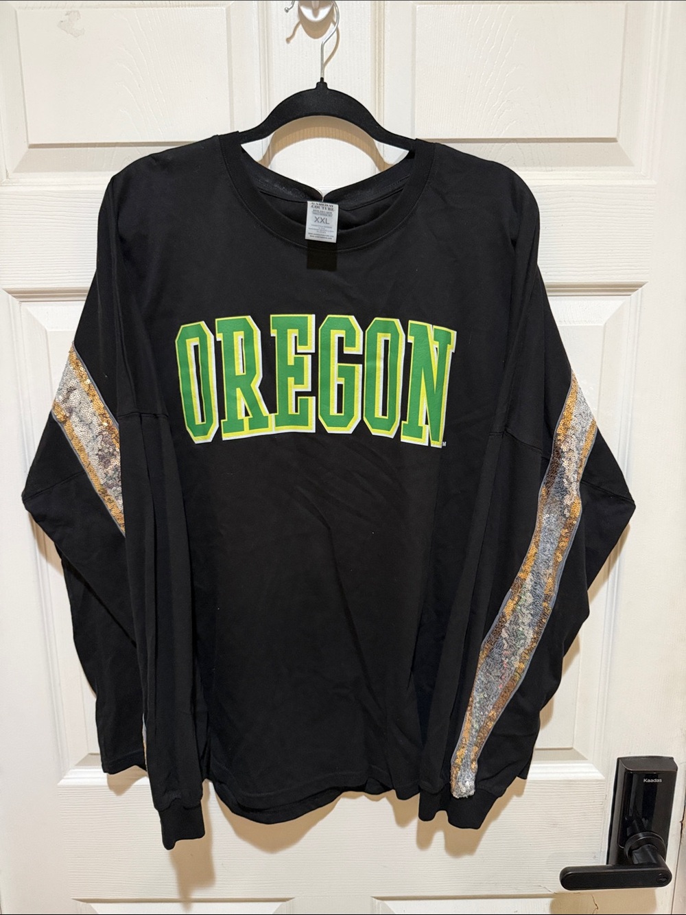 Oregon Long Sleeve Tee - Black with Green Print